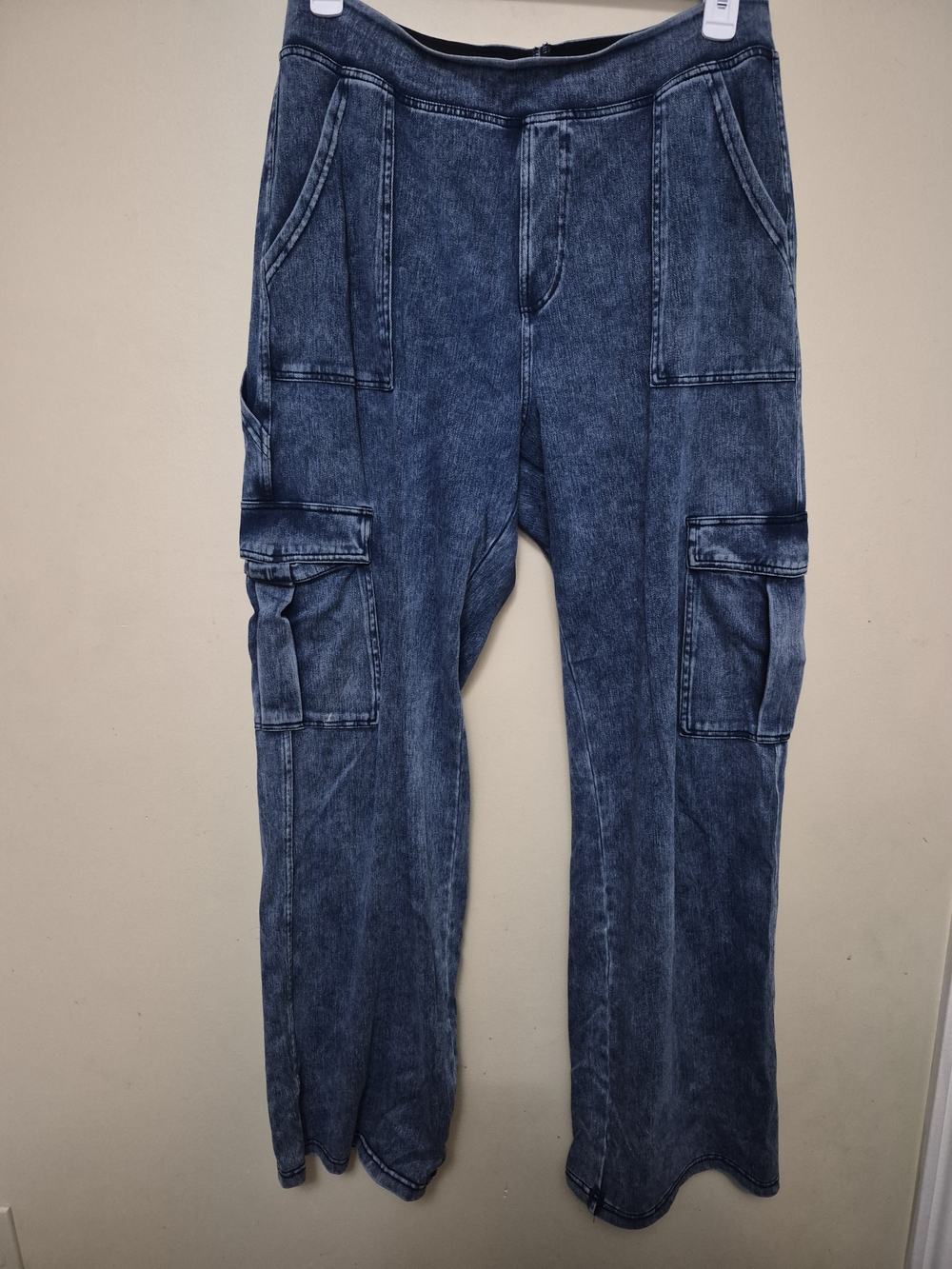 HALARA Blue Cargo Wide-Leg Denim Jumpsuit Pants